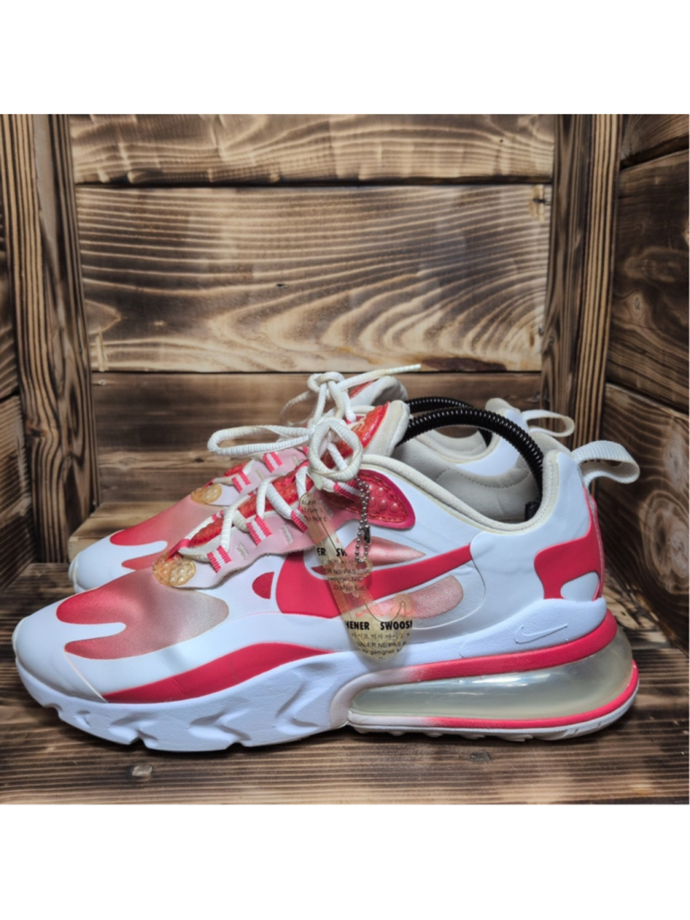 Nike Air Max 270 React SE Women’s US Size 10 White Red BV3387-100 Sneaker Shoes